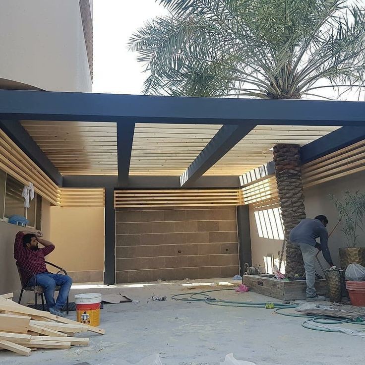 مظلات مواقف سيارات خشبية الرياض