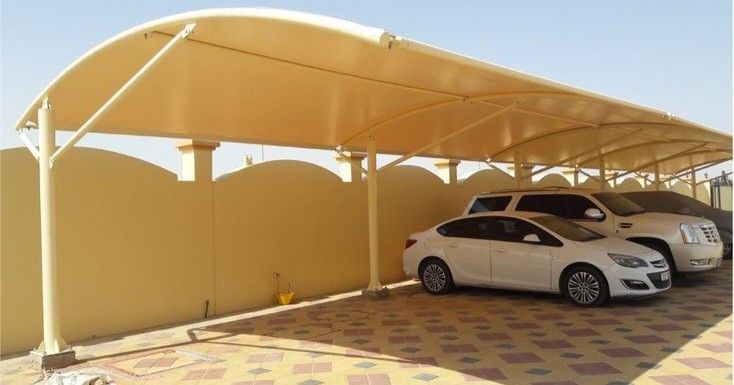 تصميم وتنفيذ مظلات فرنسية للمواقف السكنية بالرياض.